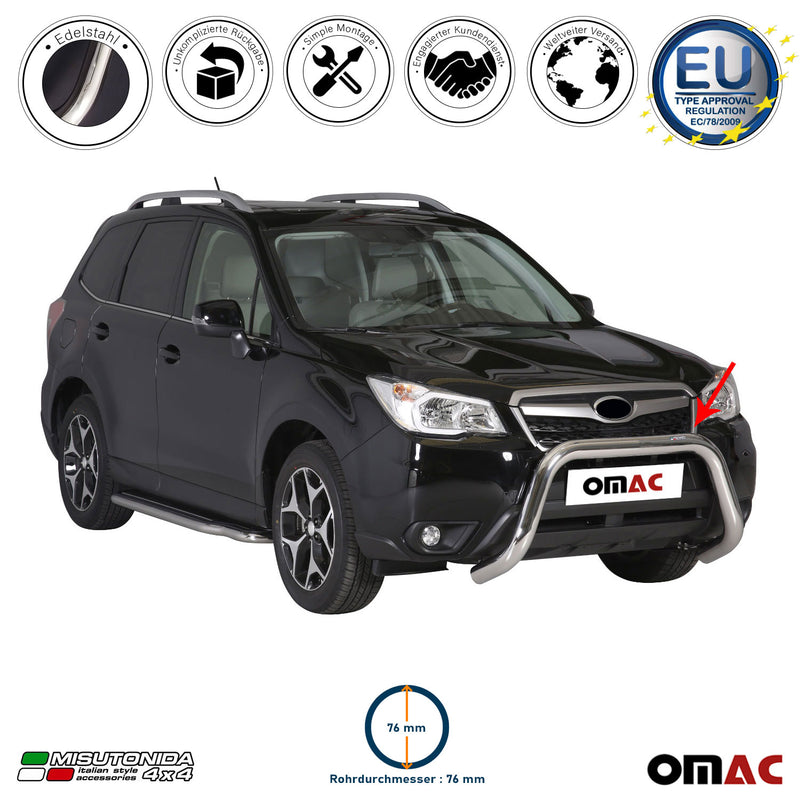 Protezione anteriore per Subaru Forester 2013-2015 ø76mm acciaio argento 
