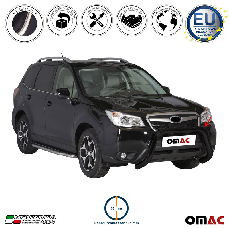 Protezione anteriore per Subaru Forester 2013-2015 ø76mm acciaio nero 