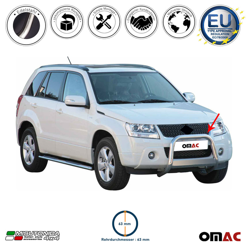 Protezione anteriore per Suzuki Grand Vitara 2009-2011 ø63mm acciaio argento 