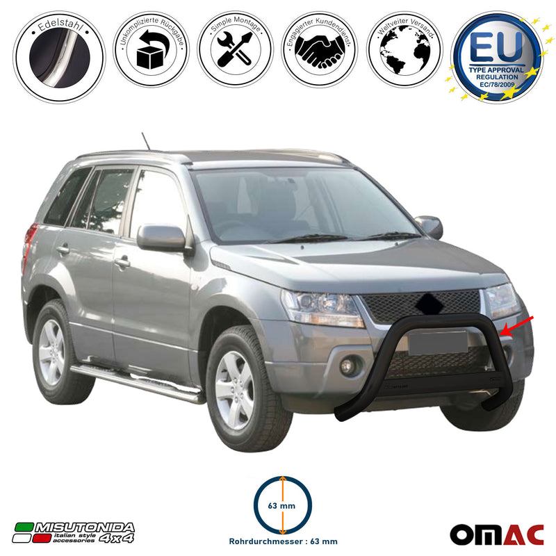 Protezione anteriore per Suzuki Grand Vitara 2005-2008 ø63 acciaio nero 