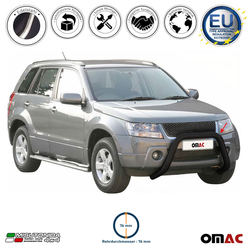 Protezione anteriore per Suzuki Grand Vitara 2005-2008 ø76 acciaio nero 