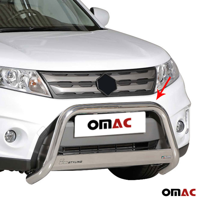 Protezione anteriore in acciaio inox per Suzuki Vitara 2015-2018 grigio Ø 63 mm