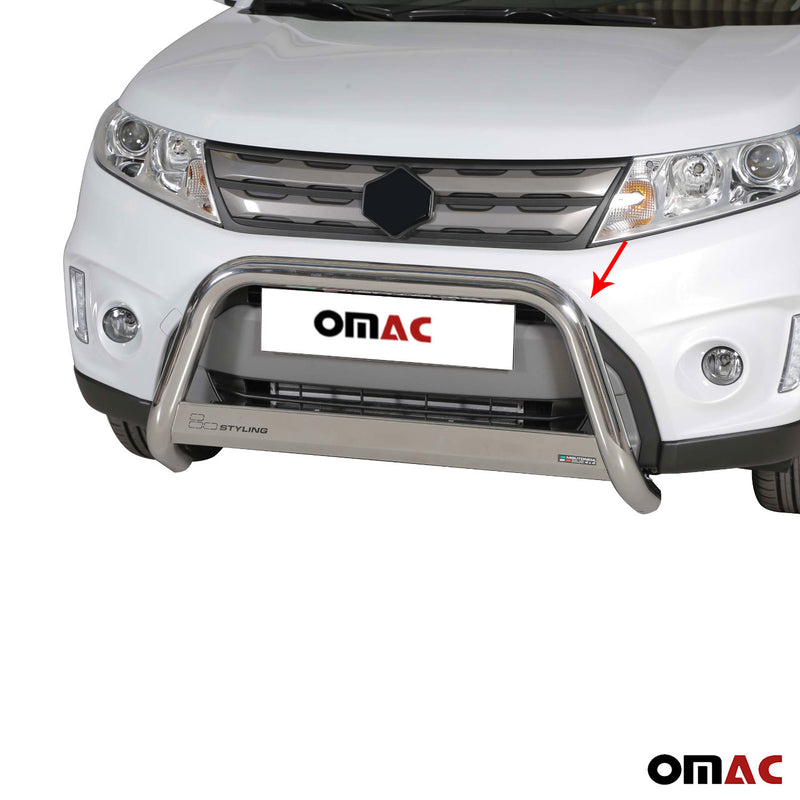 Protezione anteriore in acciaio inox per Suzuki Vitara 2015-2018 grigio Ø 63 mm
