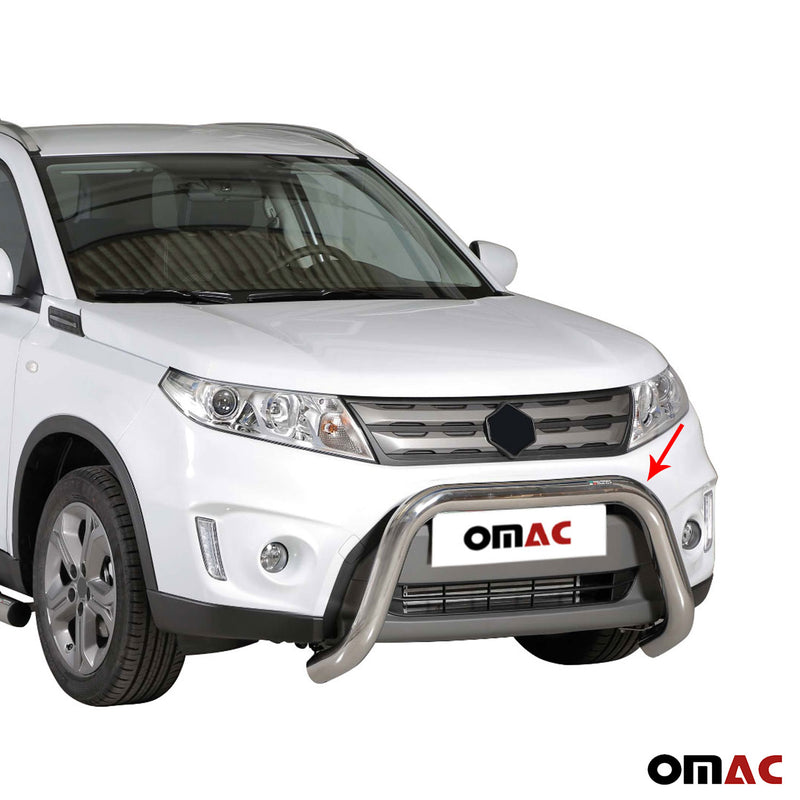 Protezione anteriore in acciaio inox per Suzuki Vitara 2015-2018 Grigio Ø 76 mm