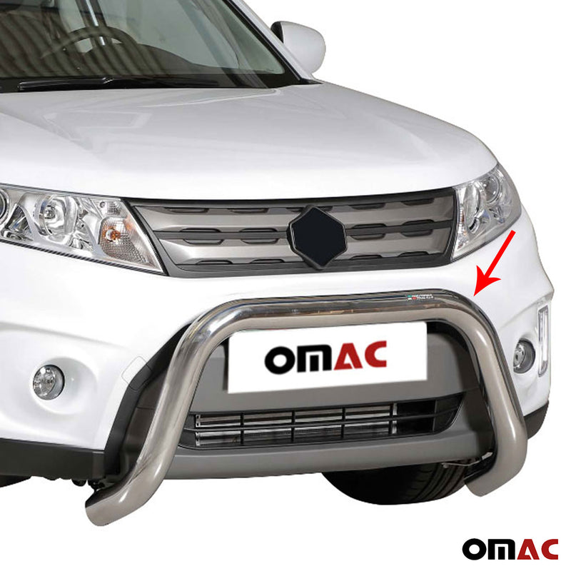 Protezione anteriore in acciaio inox per Suzuki Vitara 2015-2018 Grigio Ø 76 mm