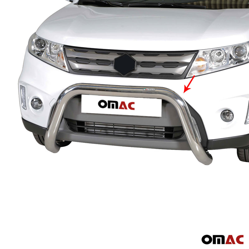 Protezione anteriore in acciaio inox per Suzuki Vitara 2015-2018 Grigio Ø 76 mm