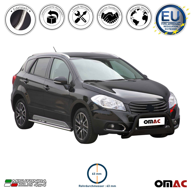 Protezione anteriore per Suzuki SX4 S-Cross 2017-2018 ø63mm acciaio nero 