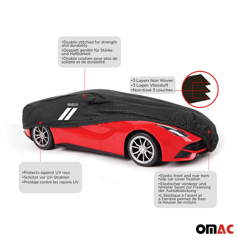 SPARCO Auto Schutzhülle Autoabdeckung Schwarz Ganzgarage KFZ Autogarage XXL
