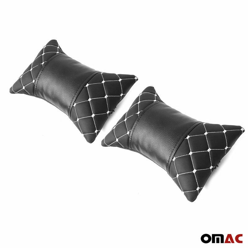 Cuscino poggiatesta auto supporto collo cuscino collo in pelle nero bianco 2 pezzi 