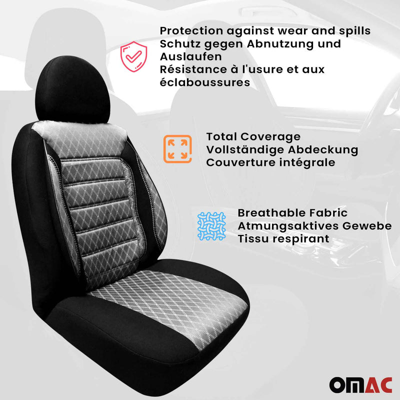 Coprisedili per Mitsubishi L300 L400 Grigio Nero Set 2 posti anteriori