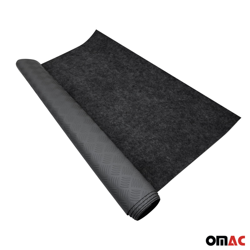 Tappetino antiscivolo in gomma per pavimenti effetto lamiera a scacchi 300 x 200 cm nero