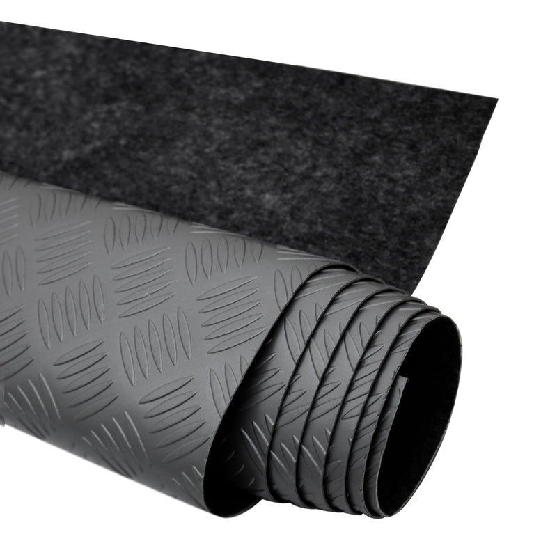 Tappetino antiscivolo in gomma per pavimenti effetto lamiera a scacchi 300 x 200 cm nero