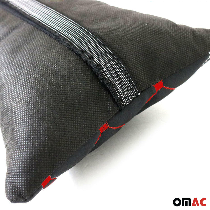 2 Stück KFZ Auto Kopfstütze Kissen Autositzkissen Leder Schwarz Rot 8x30 cm