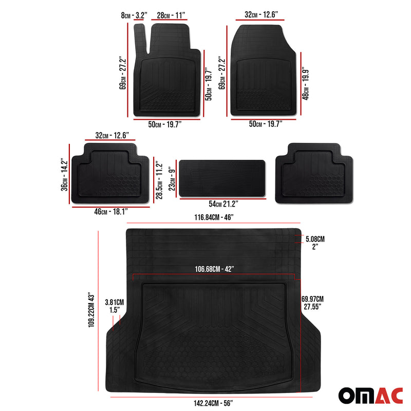 Set tappetini e vaschetta per bagagliaio per Volvo XC60 in gomma antiscivolo nera