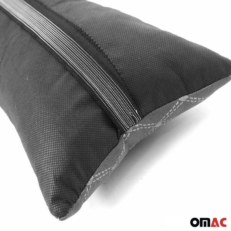 2 pezzi poggiatesta auto cuscino collo auto tessuto e pelle nero grigio 8x30 