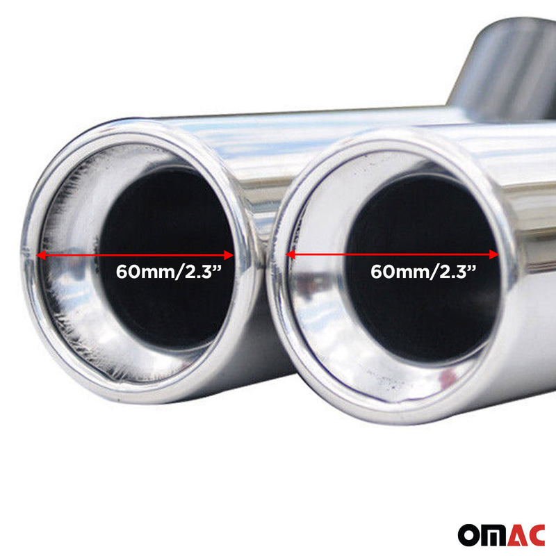 Terminale di scarico sportivo per VW Caravelle T5 2003-2015 in acciaio inox cromato 60 mm 2 pezzi 