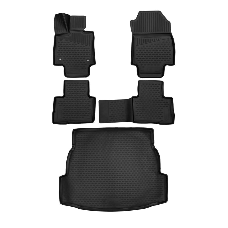 Set di tappetini e vaschetta per bagagliaio per Toyota RAV4 2018-2025 in gomma TPE nera 5 pezzi