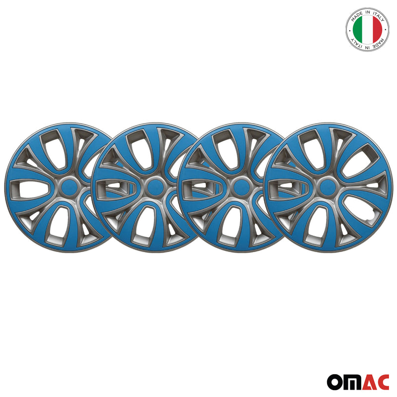 Coprimozzi da 16 pollici grigio e blu set da 4 pezzi 