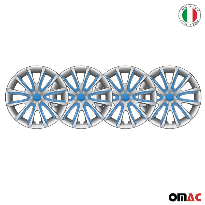 4 coprimozzi da 14 pollici grigio e blu