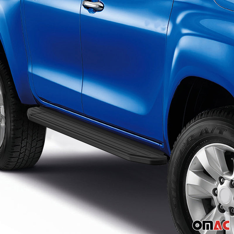 Trittbretter Seitenschweller für Toyota Hilux 2015-2024 Alu Schwarz ABE