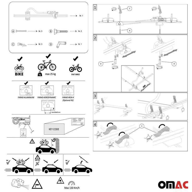 Set portapacchi + portabici per VW Tiguan 2016-2025 alluminio argento 3 pezzi 