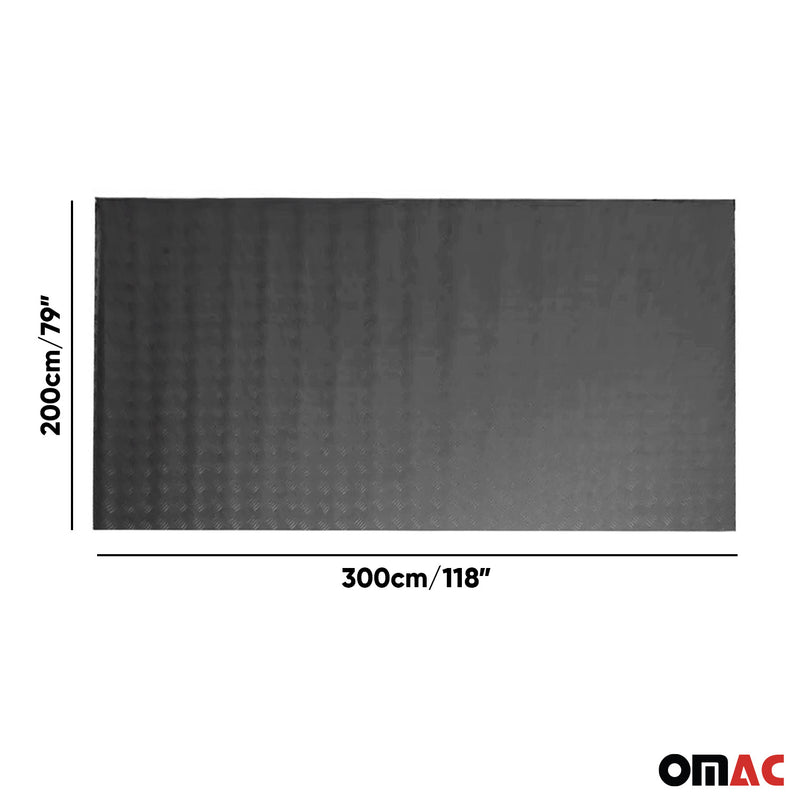 Tappetino antiscivolo in gomma per pavimenti effetto lamiera a scacchi 300 x 200 cm nero