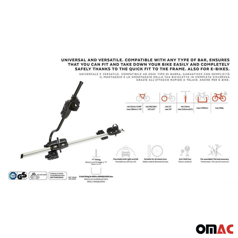 Set portapacchi + portabici per VW Tiguan 2016-2025 alluminio argento 3 pezzi 