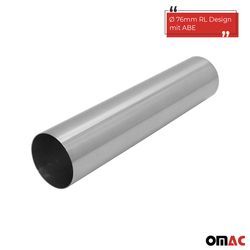 Terminale di scarico in acciaio inox 1x76mm dritto design RL silenziatore posteriore con ABE