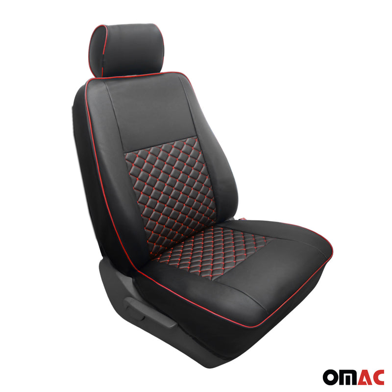Sitzbezüge Schonbezüge für Peugeot Expert 2017-2025 Kunstleder Schwarz Rot 2+1