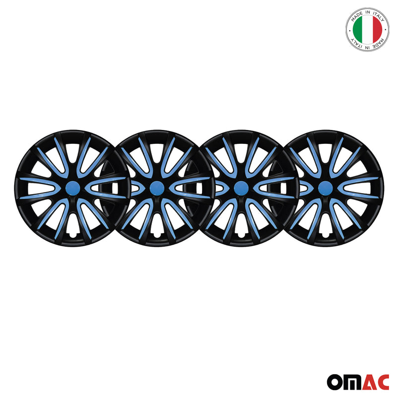 4 coprimozzi da 15 pollici nero opaco e blu 