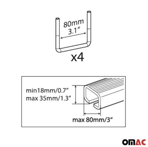 Menabo U-mounting set staffa a U 80MM per box da tetto