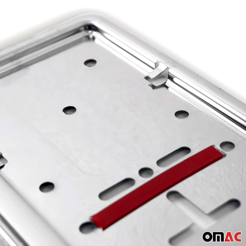 Portatarga per Opel in acciaio inox cromato argento 2x 