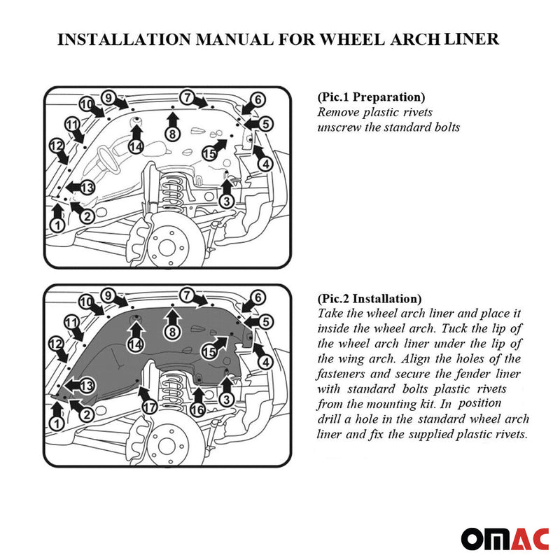 Protezione passaruota interna per Jeep Wrangler 2018-2025 posteriore sinistra destra 2x