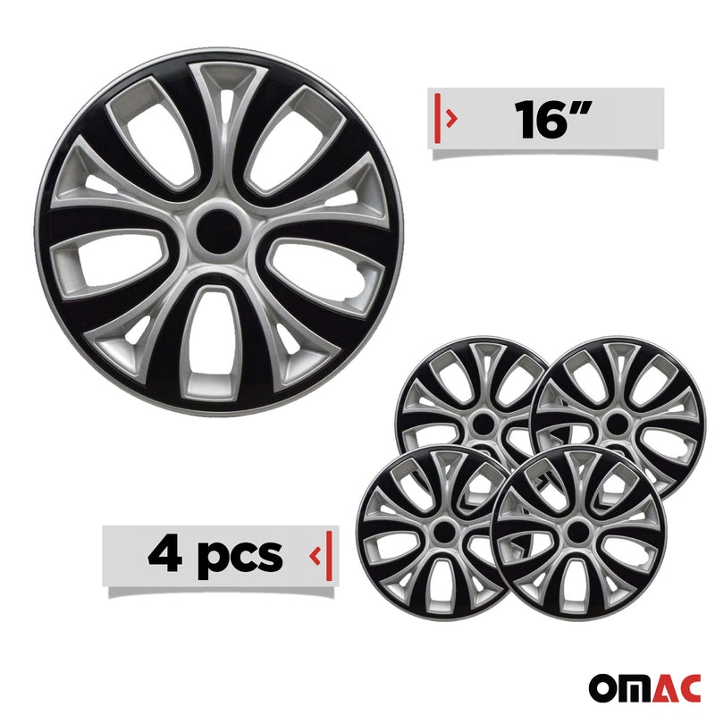 Coprimozzi da 16 pollici grigio e nero set da 4 pezzi