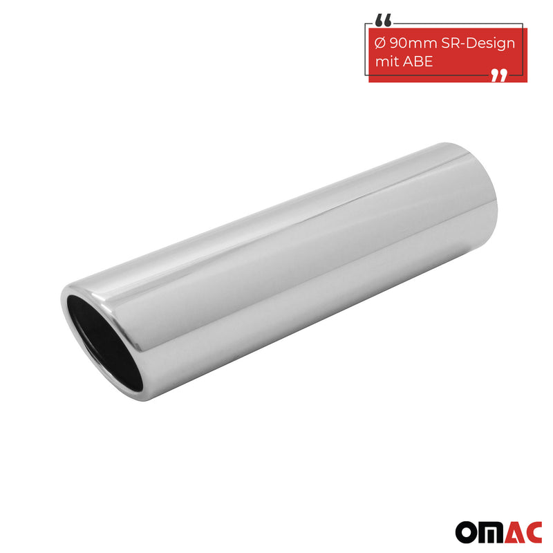 Terminale di scarico in acciaio inox 1x90mm silenziatore posteriore SR-Design con ABE