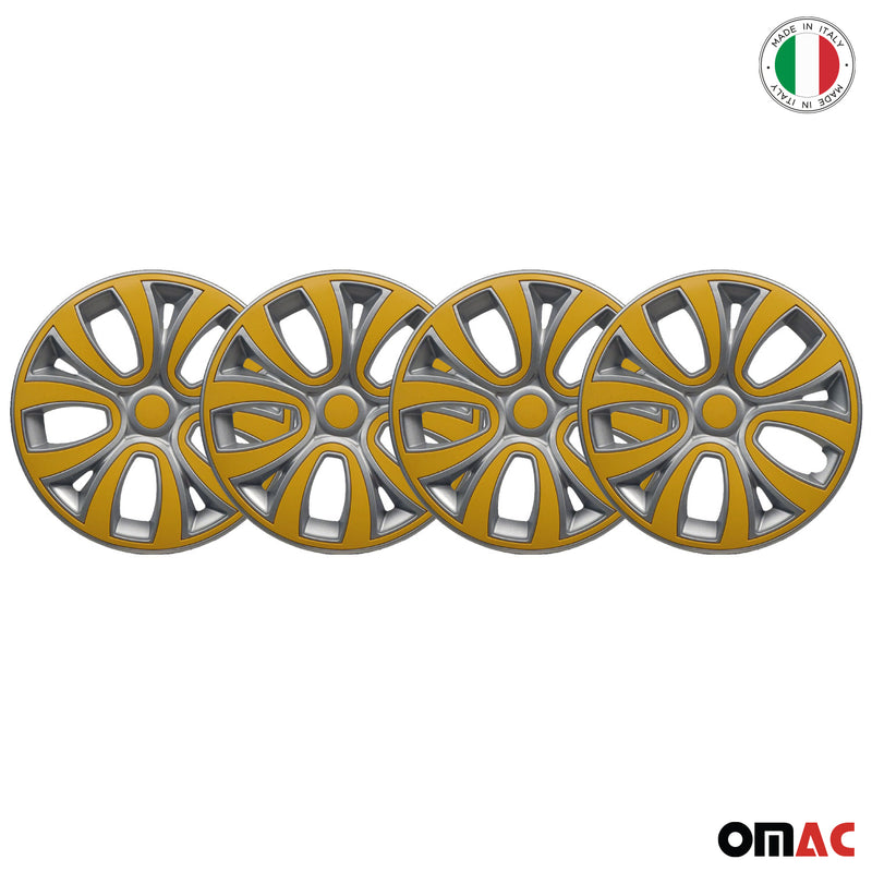 Coprimozzi da 16 pollici grigio e giallo set da 4 pezzi 