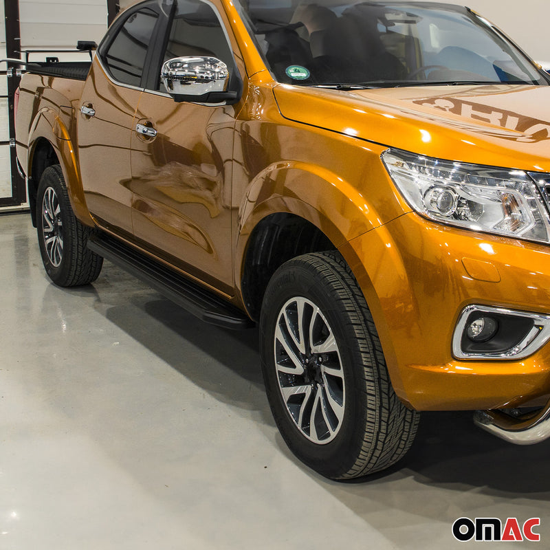 Trittbretter Seitenschweller für Nissan Navara 2015-2024 Alu Schwarz ABE