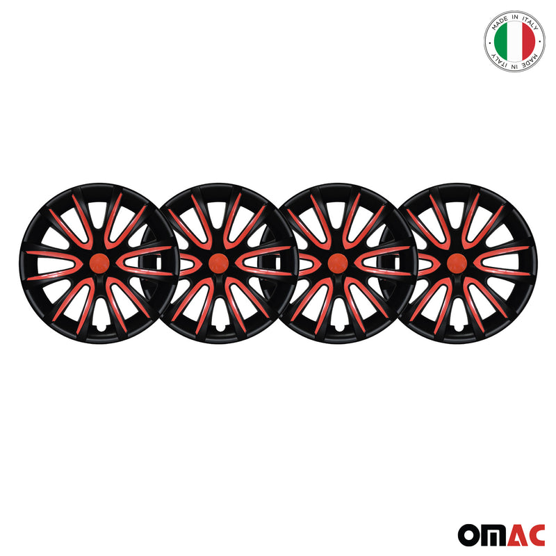 4 coprimozzi da 14 pollici nero opaco e rosso 