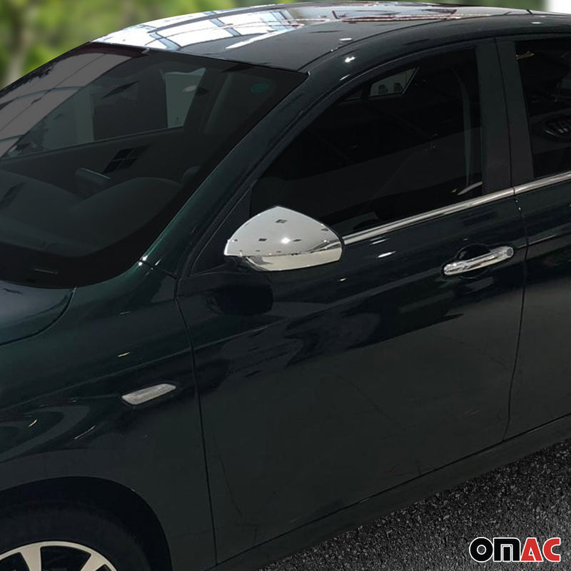 Calotte specchietti retrovisori per Fiat Tipo 2015-2025 cromate ABS argento 2 pezzi 