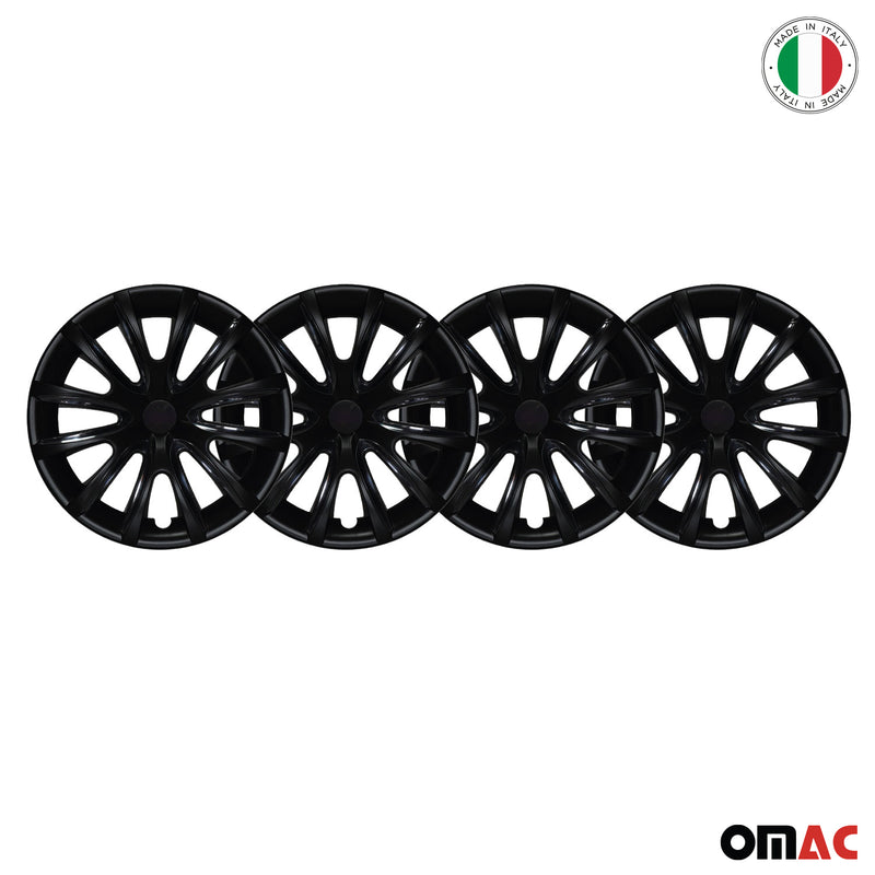4 coprimozzi da 14 pollici nero opaco e nero 