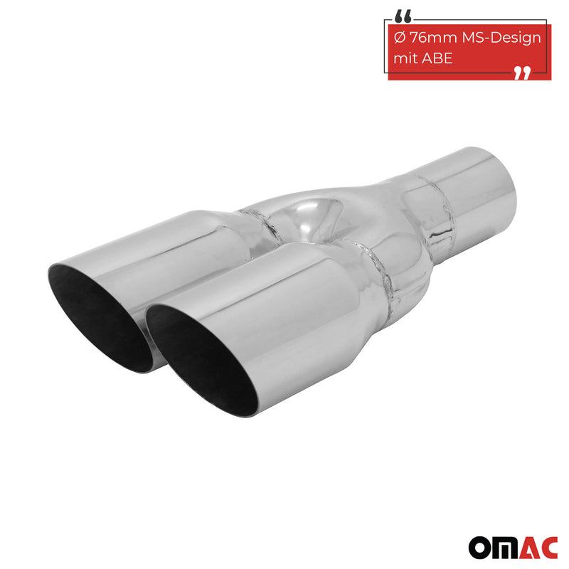 Terminale di scarico in acciaio inox Y 2x76mm MS-Design silenziatore posteriore con ABE