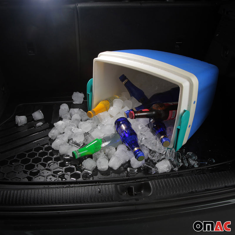 Set di tappetini in gomma e vaschetta per bagagliaio per Smart Forfour, in gomma antiscivolo, neri
