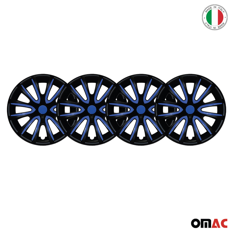 4 coprimozzi da 15 pollici nero opaco e blu scuro 