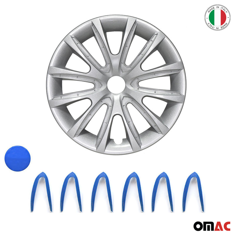 4 coprimozzi da 16 pollici grigio e blu scuro 