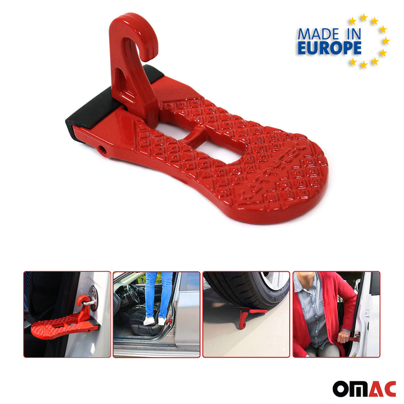 Pedale per porta, pedale per scaletta, poggiapiedi, gancio per porta, ausilio per la salita, alluminio, rosso 