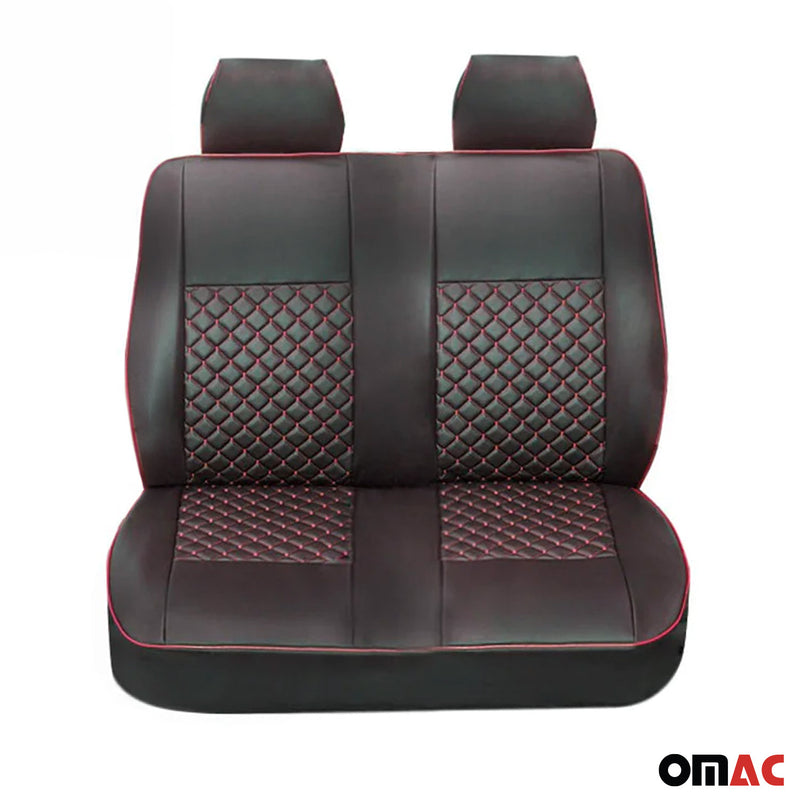 Coprisedili per Ford Transit 2014-2025 in similpelle nero rosso 2+1