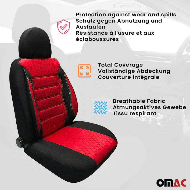 Coprisedili per Opel Vivaro 2001-2014 Nero Rosso Set 2 posti anteriori