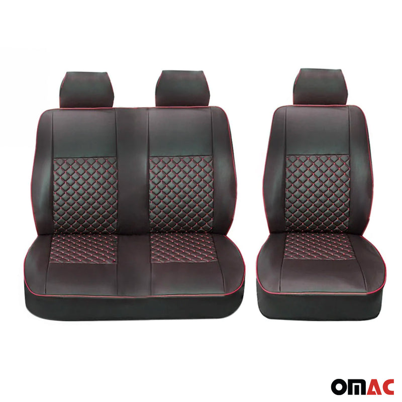 Coprisedili per Ford Transit 2014-2025 in similpelle nero rosso 2+1