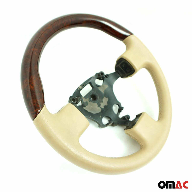 Volante per Ford Connect 2002-2014 in vera pelle marrone beige con finitura in legno pregiato