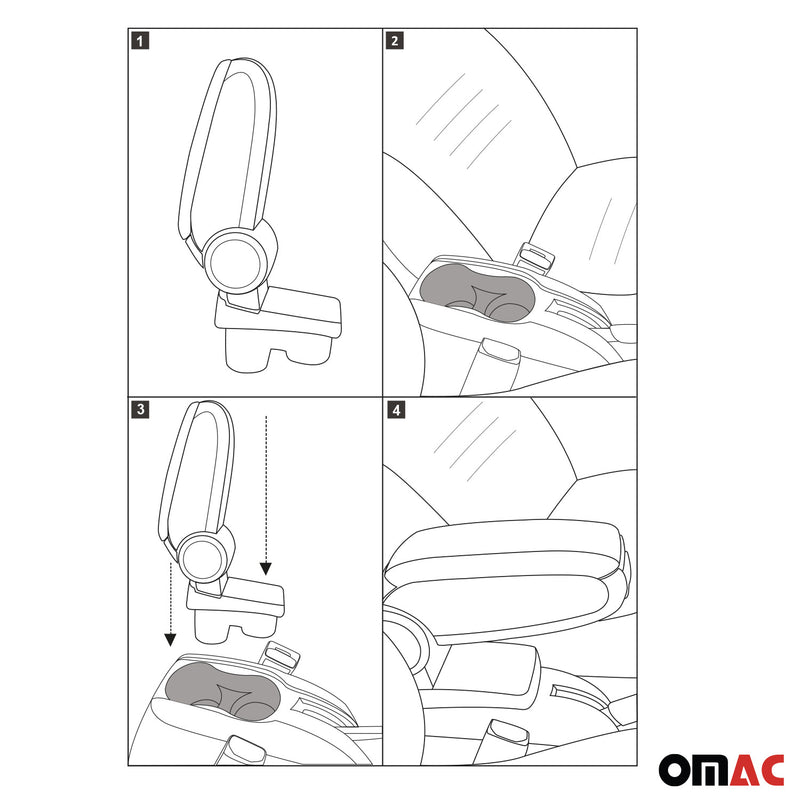 Bracciolo centrale per Opel Corsa D 2006-2014 in similpelle ABS nero